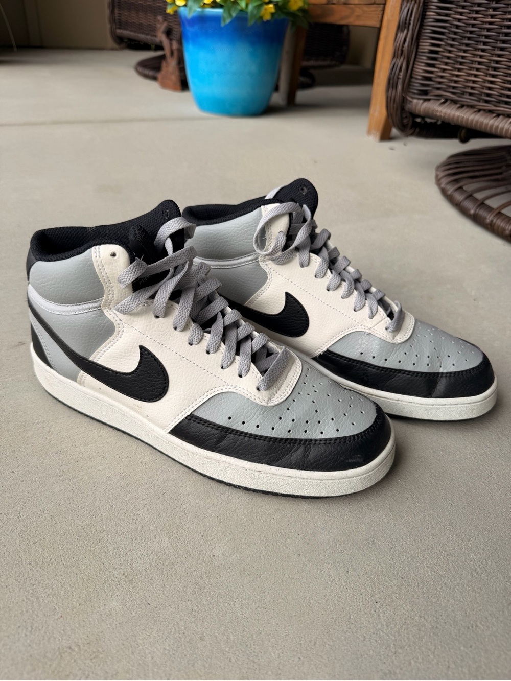 Men's Nike Court Mid-Top Sneaker in Black, Gray & White